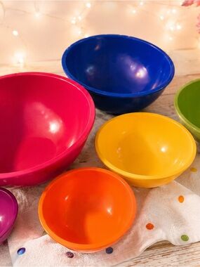 OGG 5 New Colorful Melamine Nesting Mixing Bowls - Rainbow Set